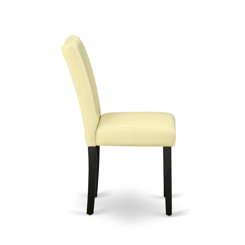 Ensemble de salle à manger East West Furniture – une table de cuisine ronde et des chaises en similicuir couleur Jaune clair, Noir (Options de pièces)