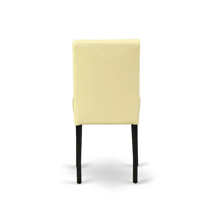 Ensemble de salle à manger East West Furniture – une table de cuisine ronde et des chaises en similicuir couleur Jaune clair, Noir (Options de pièces)