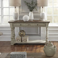 Table de canapé Morgan Creek antique blanc brossé et accents couleur tabac