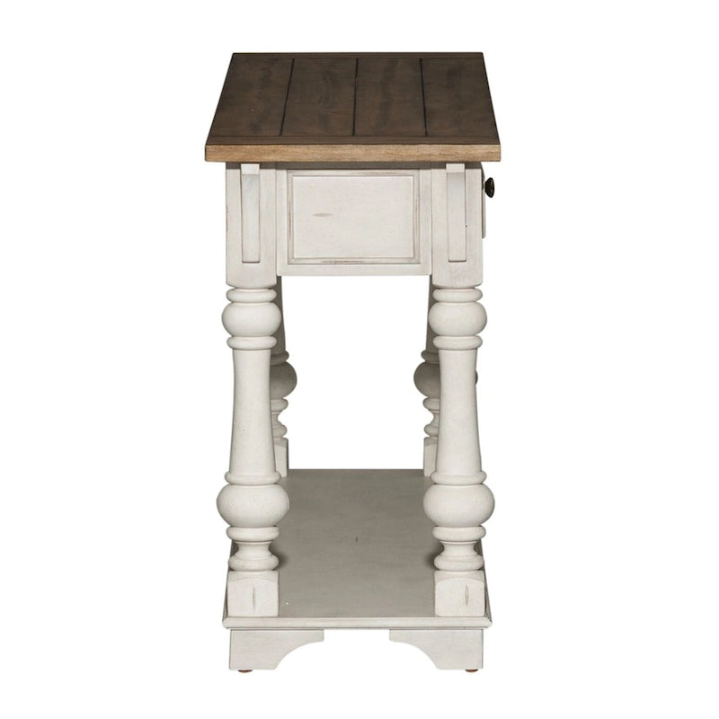 Table de canapé Morgan Creek antique blanc brossé et accents couleur tabac
