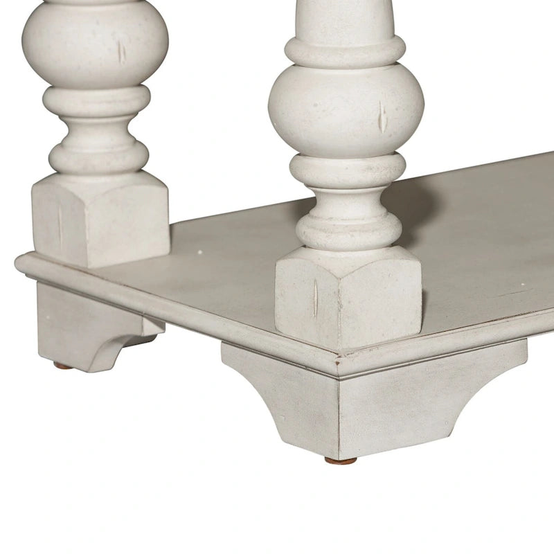 Table de canapé Morgan Creek antique blanc brossé et accents couleur tabac