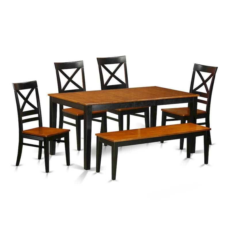 Ensemble de salle à manger East West Furniture comprenant une table de cuisine rectangulaire et des chaises de salle à manger avec un banc (options de couleur de finition)