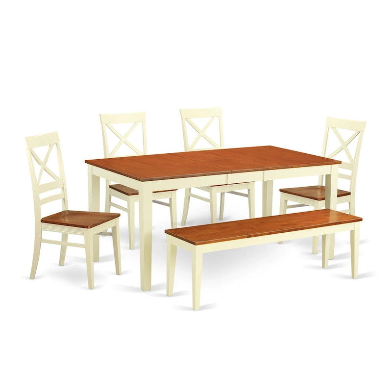 Ensemble de salle à manger East West Furniture comprenant une table de cuisine rectangulaire et des chaises de salle à manger avec un banc (options de couleur de finition)