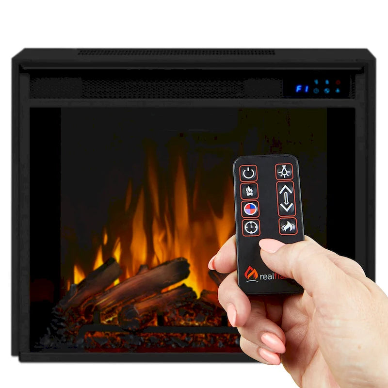 Meuble TV Valmont 74.25 avec foyer électrique, en acajou foncé, par Real Flame - 75,5 L x 21,5 P x 27,7 H
