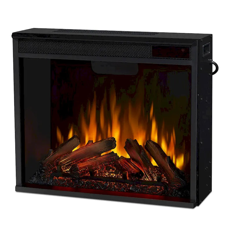 Meuble TV Valmont 74.25 avec foyer électrique, en acajou foncé, par Real Flame - 75,5 L x 21,5 P x 27,7 H