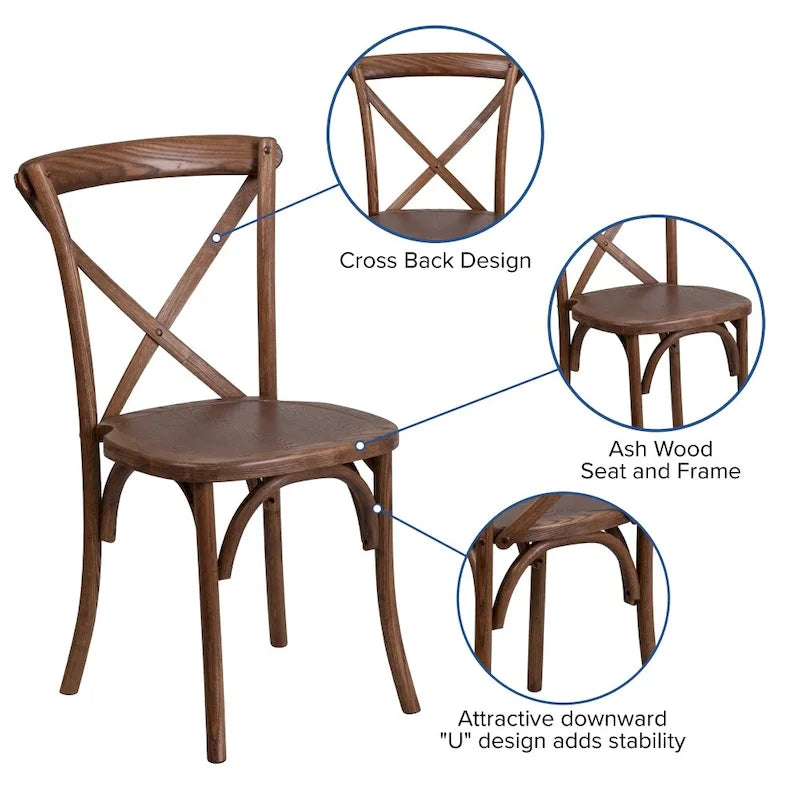 Ensemble de table de ferme rustique pliable 2,4 m x 12 m avec 8 chaises à dossier croisé et coussins