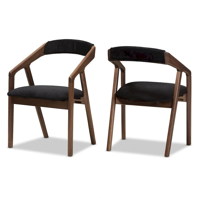 Ensemble de salle à manger 5 pièces en tissu gris de style Mid-century par Baxton Studio