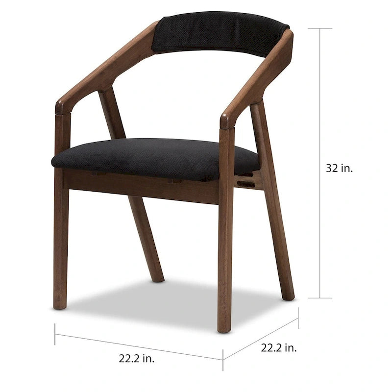 Ensemble de salle à manger 5 pièces en tissu gris de style Mid-century par Baxton Studio