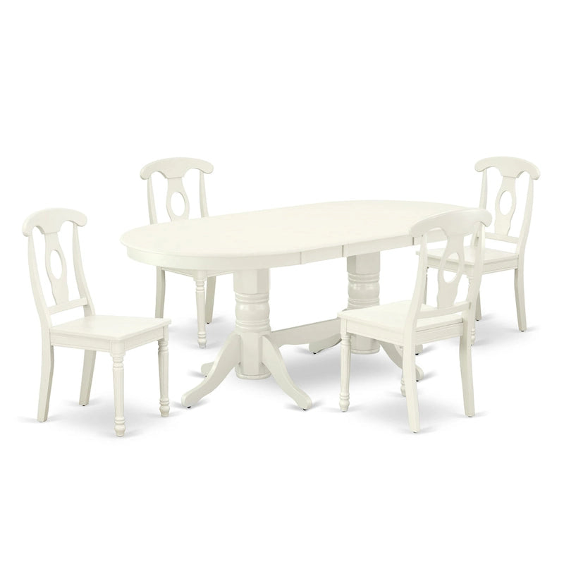 East West Furniture Salle à Manger - une Table à Manger Ovale et des Chaises de Cuisine, Blanc Lin (Options de Pièces)