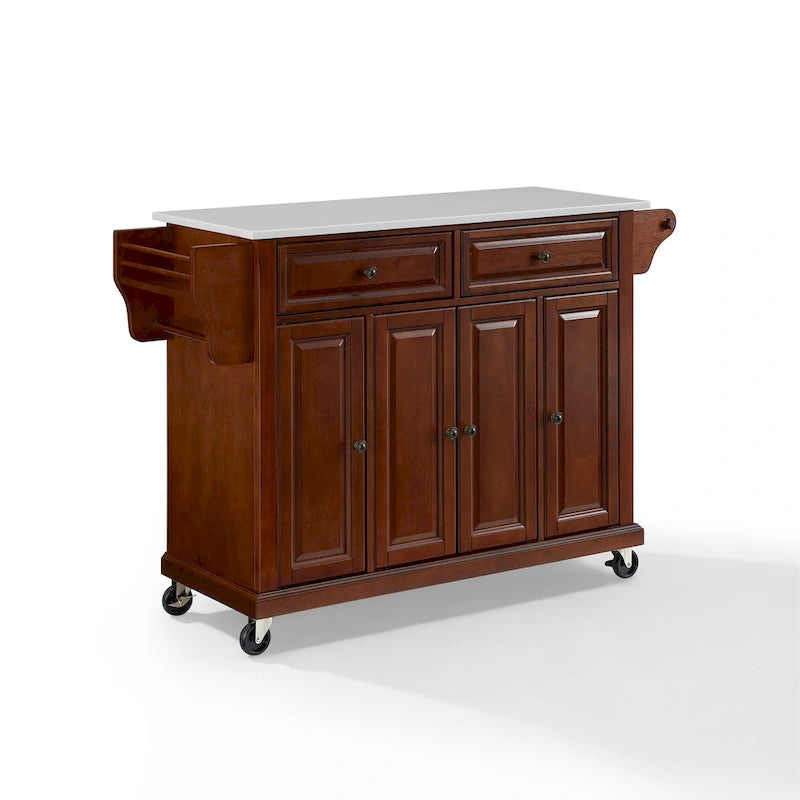 Chariot de cuisine Crosley pleine taille en acajou avec dessus en granit - 51,5 L x 18 P x 36,5 H