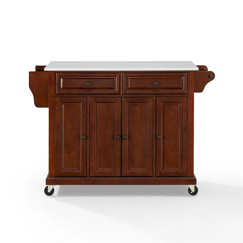 Chariot de cuisine Crosley pleine taille en acajou avec dessus en granit - 51,5 L x 18 P x 36,5 H
