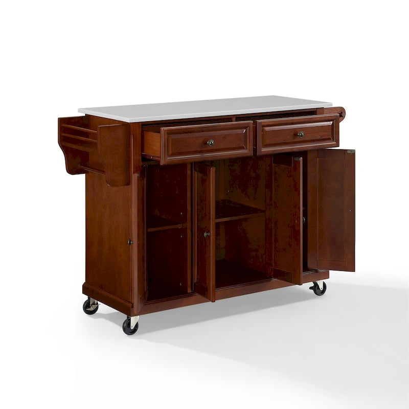 Chariot de cuisine Crosley pleine taille en acajou avec dessus en granit - 51,5 L x 18 P x 36,5 H