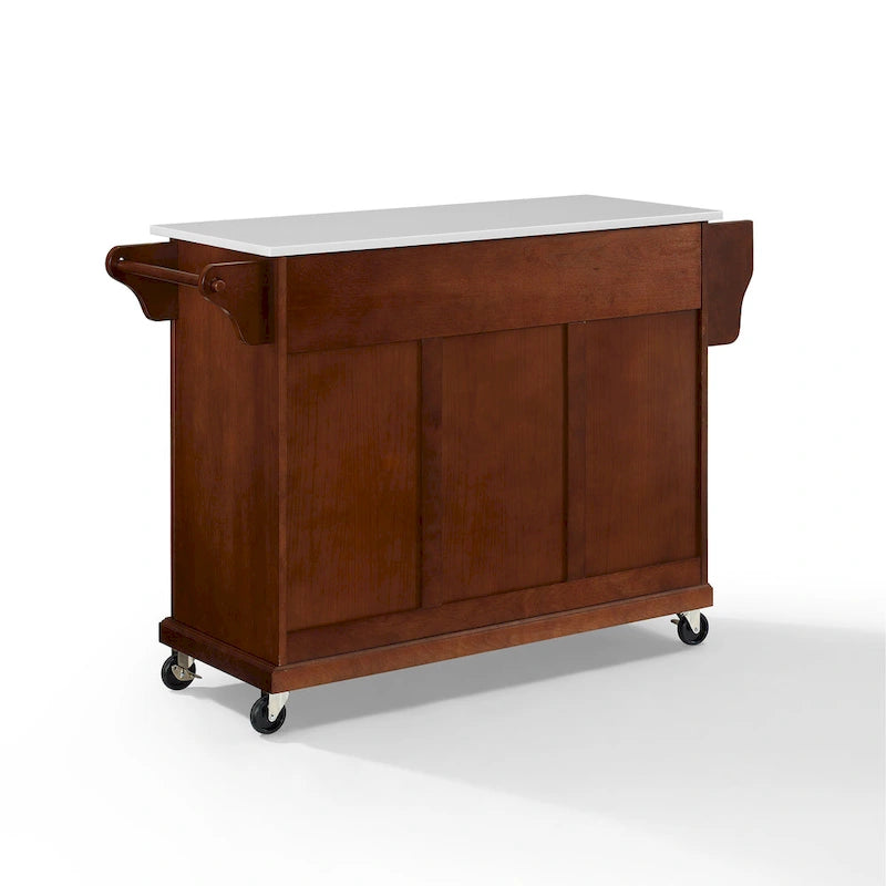 Chariot de cuisine Crosley pleine taille en acajou avec dessus en granit - 51,5 L x 18 P x 36,5 H
