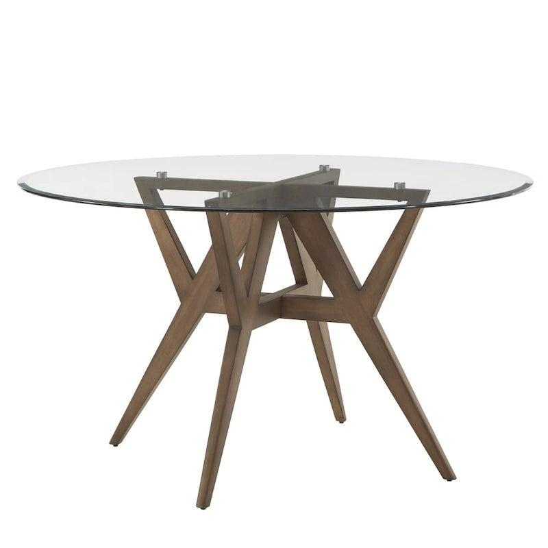 Table à manger Sheeba ronde du milieu du siècle avec base en noyer par iNSPIRE Q Modern