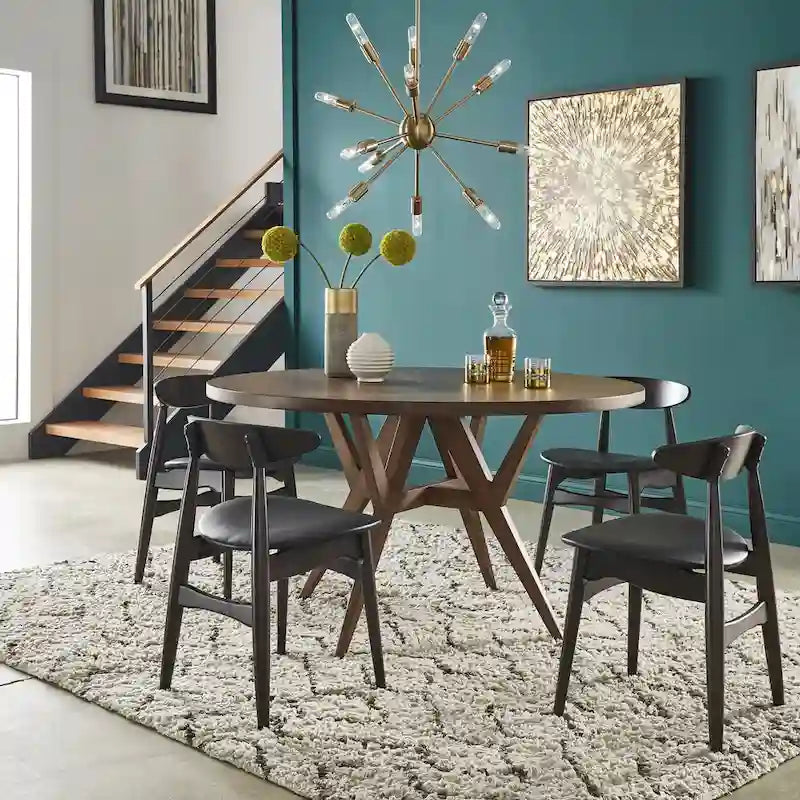 Table à manger Sheeba ronde du milieu du siècle avec base en noyer par iNSPIRE Q Modern
