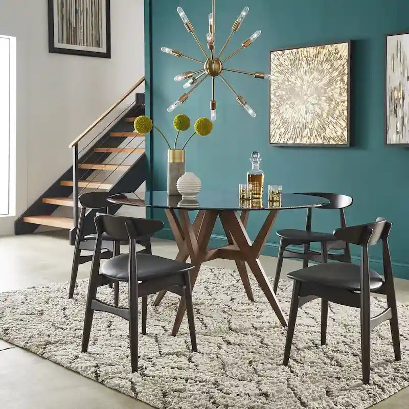 Table à manger Sheeba ronde du milieu du siècle avec base en noyer par iNSPIRE Q Modern