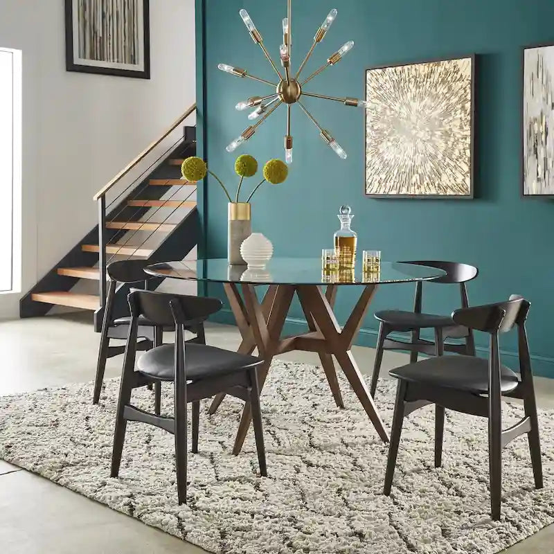 Table à manger Sheeba ronde du milieu du siècle avec base en noyer par iNSPIRE Q Modern
