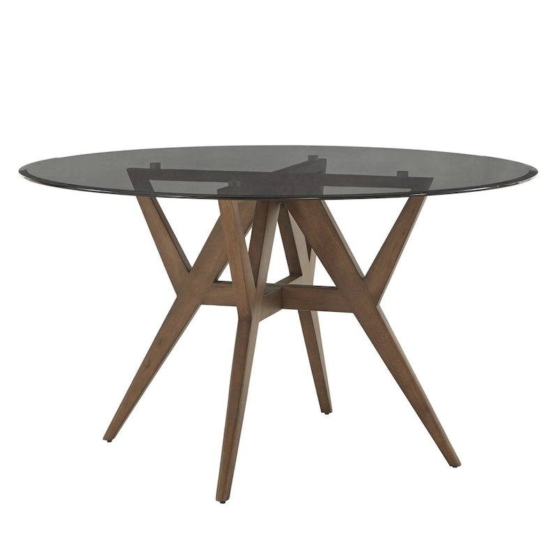 Table à manger Sheeba ronde du milieu du siècle avec base en noyer par iNSPIRE Q Modern