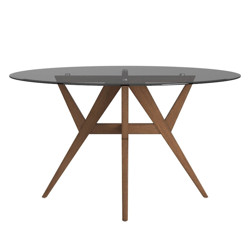 Table à manger Sheeba ronde du milieu du siècle avec base en noyer par iNSPIRE Q Modern