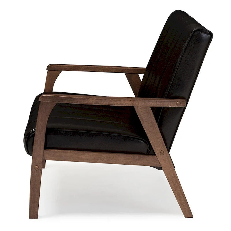 Causeuse 2 places en similicuir marron foncé style scandinave moderne du milieu du siècle Baxton Studio Nikko