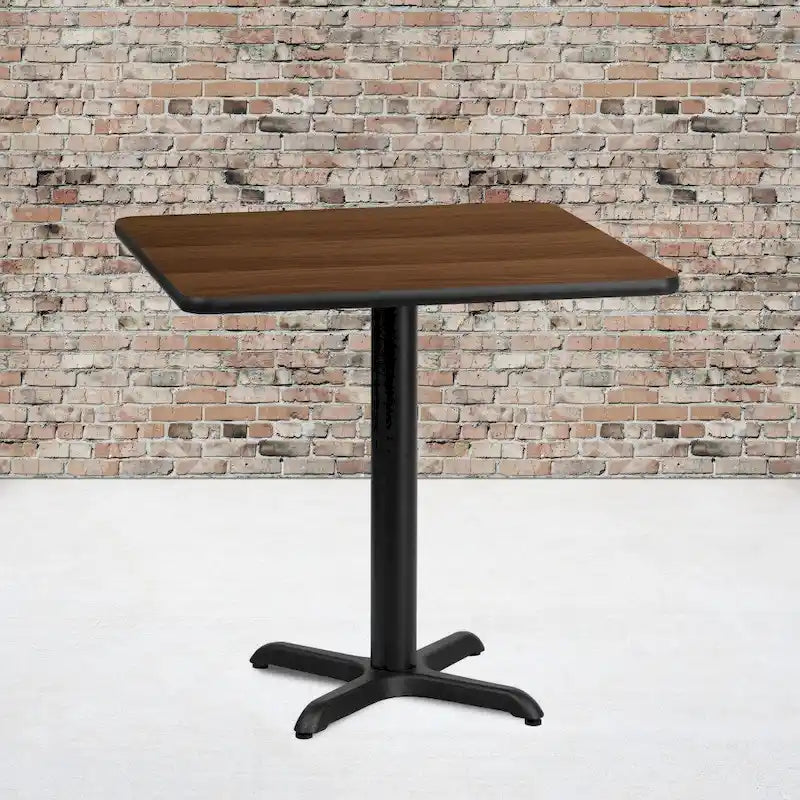 Plateau de table stratifié carré 24 avec base de table hauteur 22 x 22 - 24W x 24D x 31.125H - 24W x 24D x 31.125H