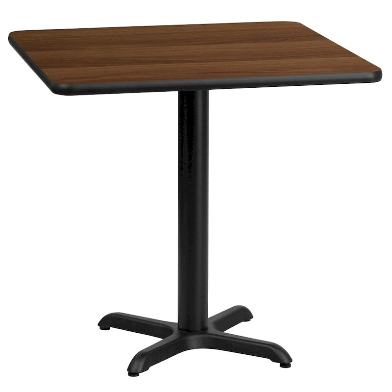 Plateau de table stratifié carré 24 avec base de table hauteur 22 x 22 - 24W x 24D x 31.125H - 24W x 24D x 31.125H