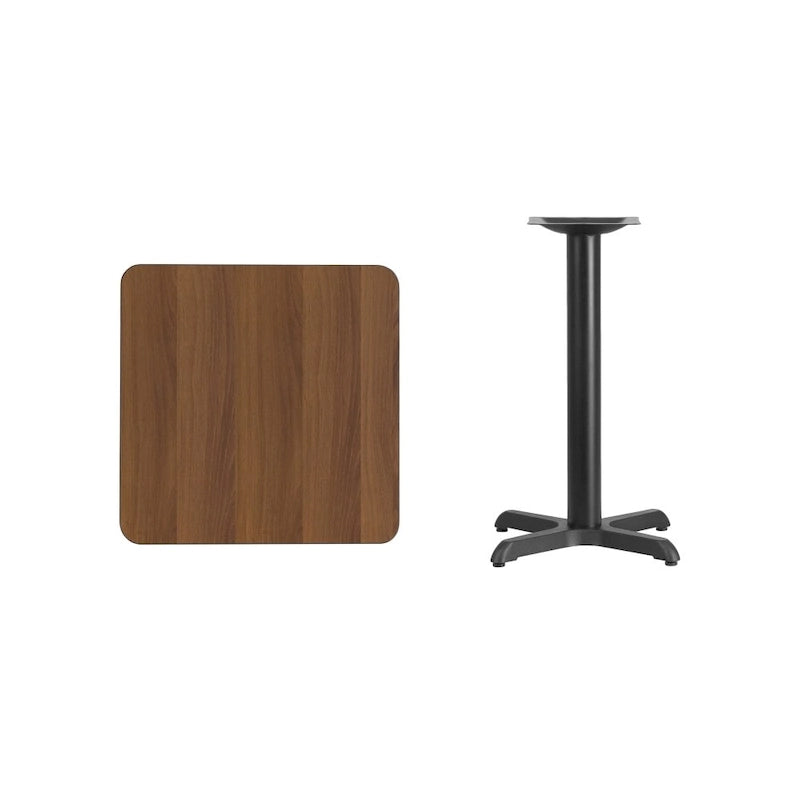 Plateau de table stratifié carré 24 avec base de table hauteur 22 x 22 - 24W x 24D x 31.125H - 24W x 24D x 31.125H