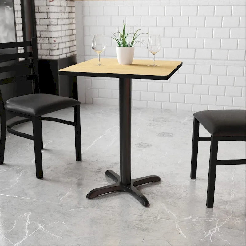 Plateau de table stratifié carré 24 avec base de table hauteur 22 x 22 - 24W x 24D x 31.125H - 24W x 24D x 31.125H
