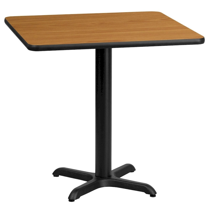 Plateau de table stratifié carré 24 avec base de table hauteur 22 x 22 - 24W x 24D x 31.125H - 24W x 24D x 31.125H