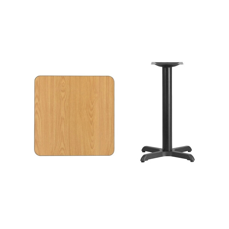 Plateau de table stratifié carré 24 avec base de table hauteur 22 x 22 - 24W x 24D x 31.125H - 24W x 24D x 31.125H