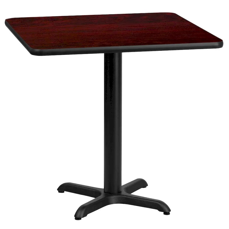 Plateau de table stratifié carré 24 avec base de table hauteur 22 x 22 - 24W x 24D x 31.125H - 24W x 24D x 31.125H