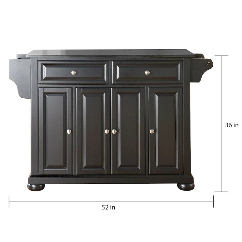 Îlot de cuisine/Chariot de cuisine pleine grandeur Crosley Alexandria avec dessus en granit - 18p x 51.5L x 34H