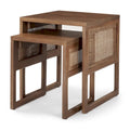 Tables d'appoint gigognes carrées en bois massif Grier avec accents en rotin (ensemble de 2) - 20L x 20l x 23H