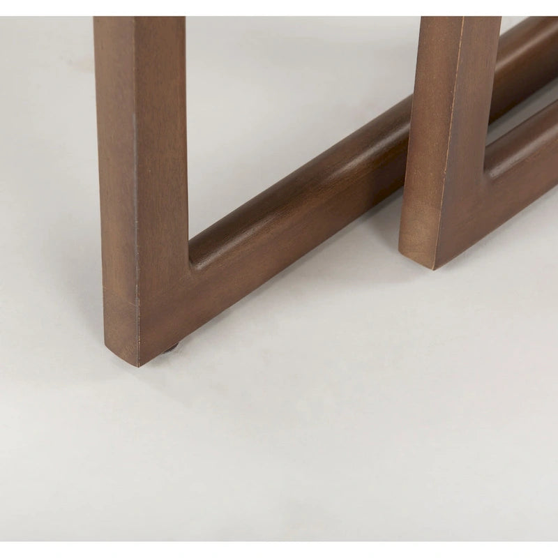 Tables d'appoint gigognes carrées en bois massif Grier avec accents en rotin (ensemble de 2) - 20L x 20l x 23H