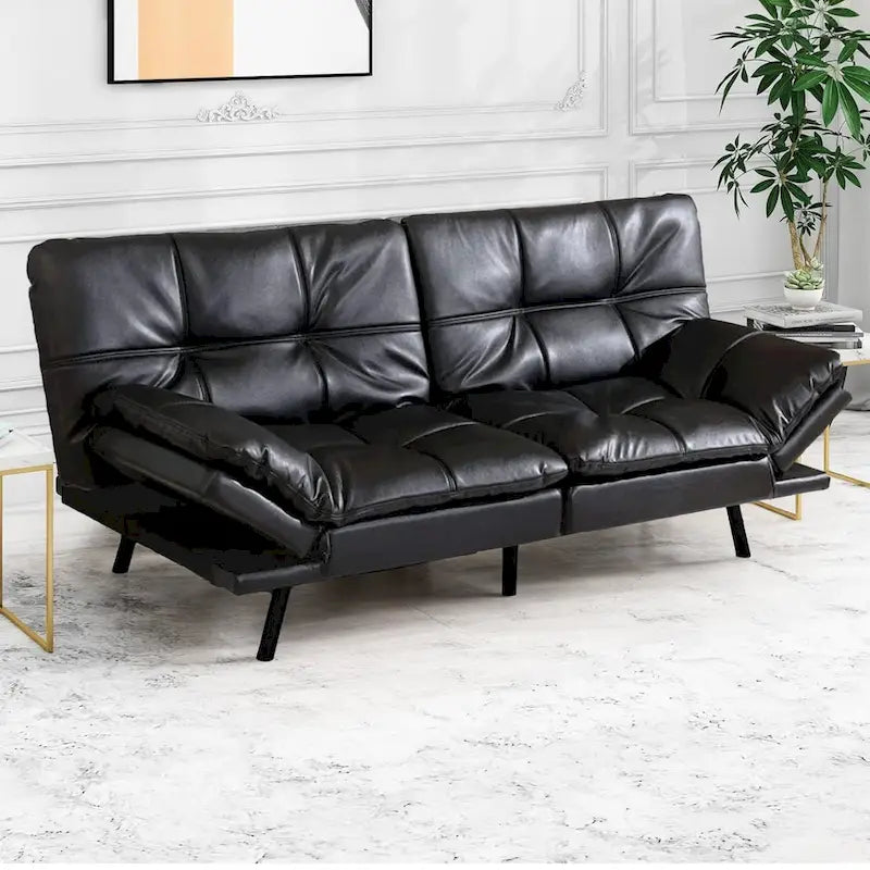 Canapé-lit futon, lit de repos convertible moderne avec accoudoirs réglables pour studio, appartement, bureau, petit espace