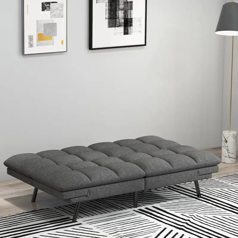 Canapé-lit futon, lit de repos convertible moderne avec accoudoirs réglables pour studio, appartement, bureau, petit espace