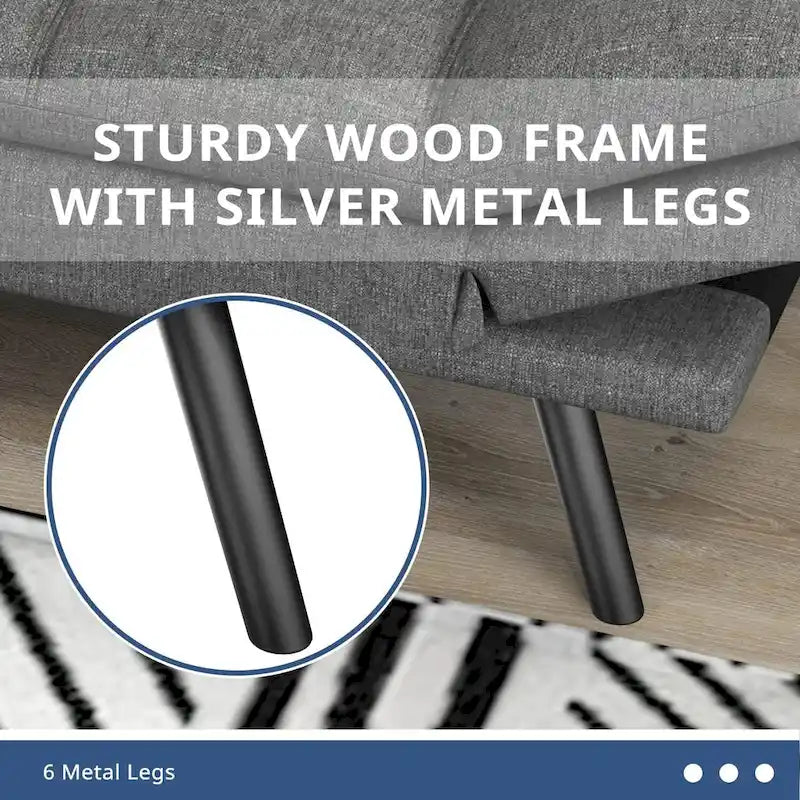 Canapé-lit futon, lit de repos convertible moderne avec accoudoirs réglables pour studio, appartement, bureau, petit espace