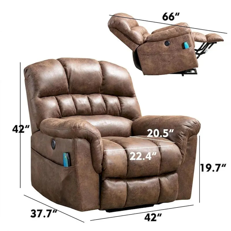 Fauteuil inclinable releveur électrique Ebello en micro-daim avec massage