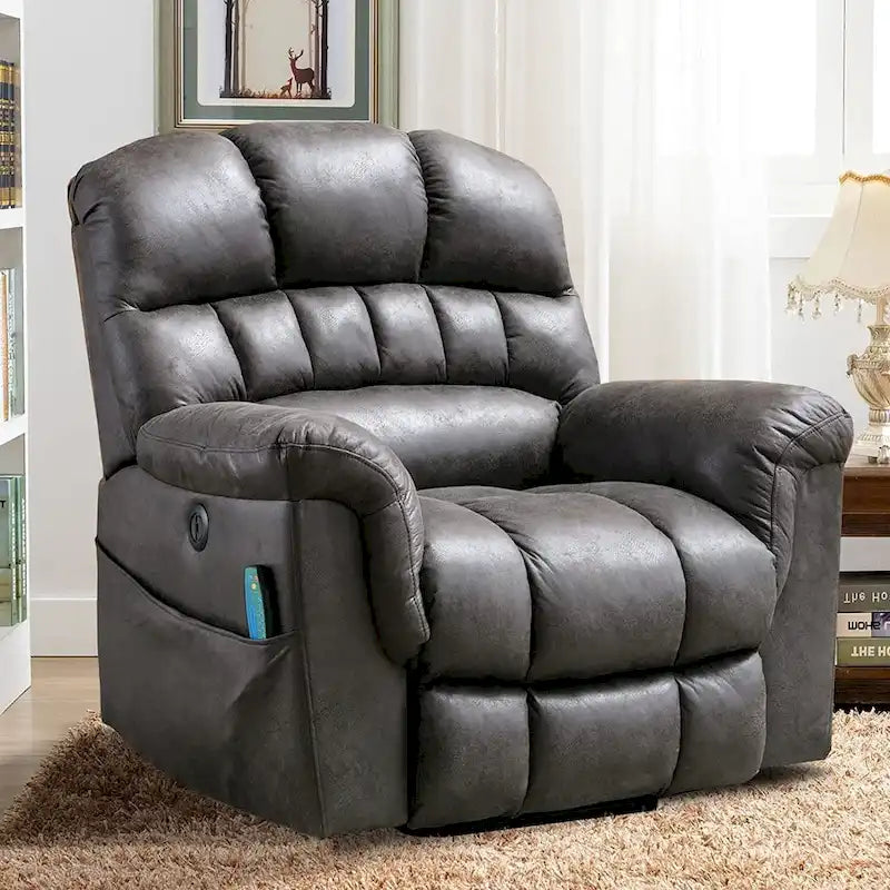 Fauteuil inclinable releveur électrique Ebello en micro-daim avec massage
