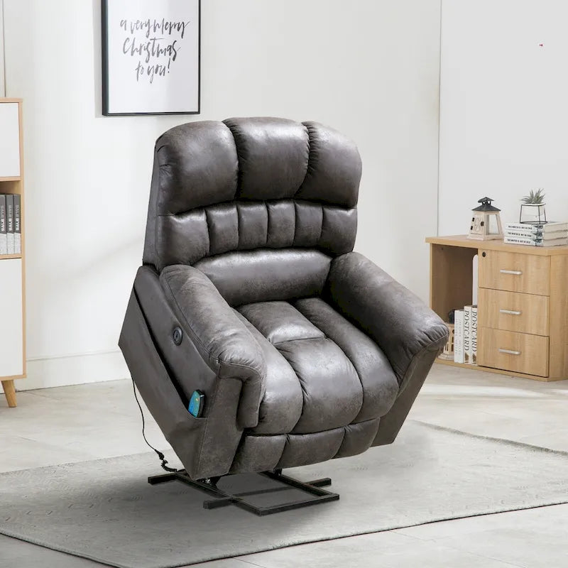 Fauteuil inclinable releveur électrique Ebello en micro-daim avec massage