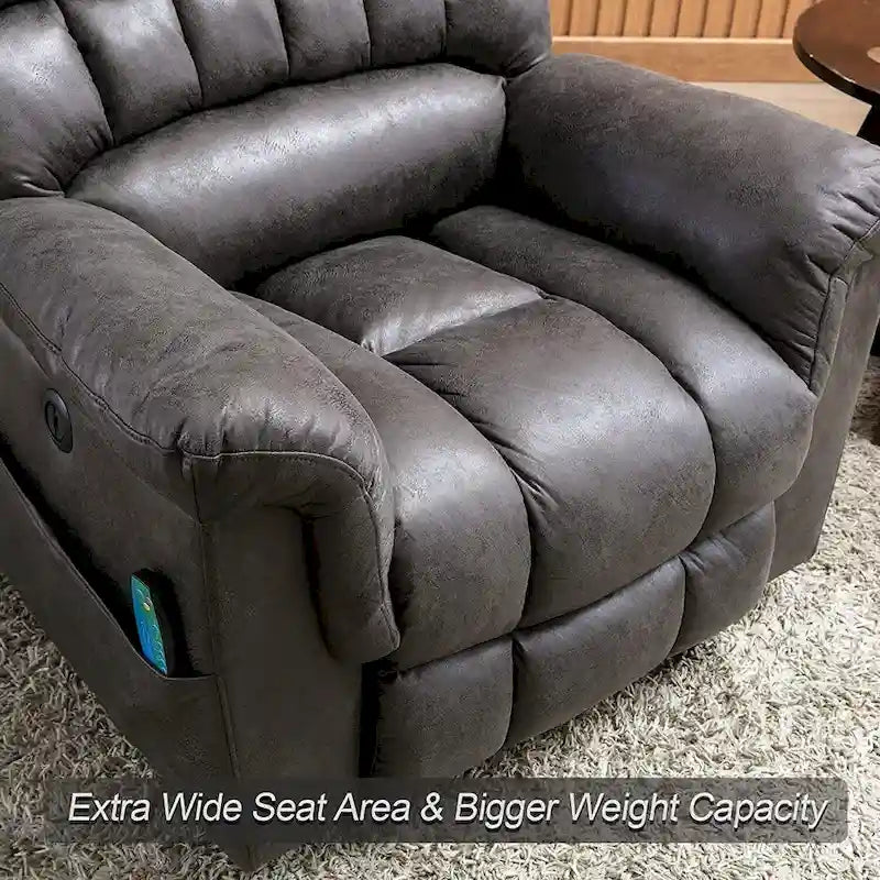 Fauteuil inclinable releveur électrique Ebello en micro-daim avec massage
