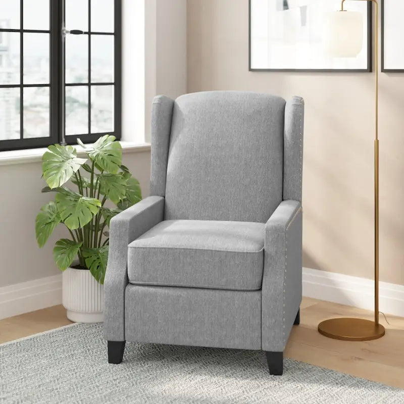 Fauteuil inclinable avec pochette arrière et garniture de clous décoratifs
