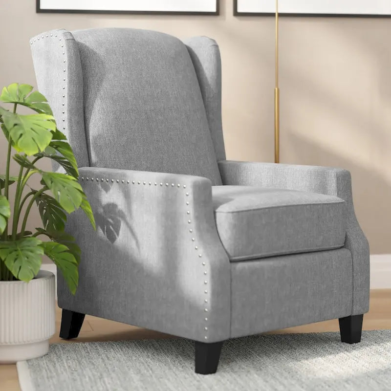 Fauteuil inclinable avec pochette arrière et garniture de clous décoratifs