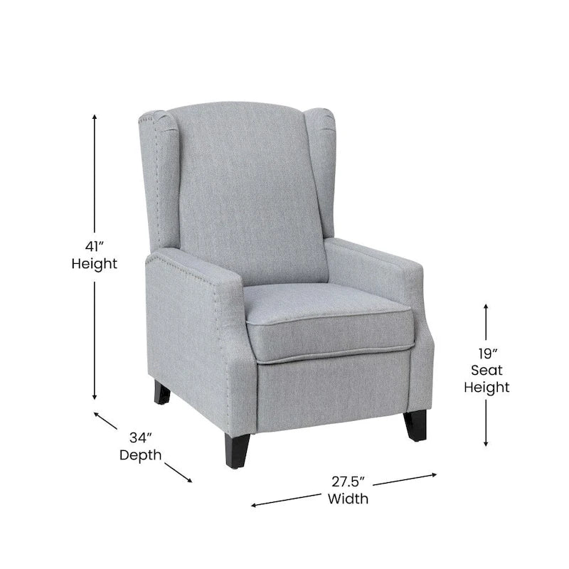 Fauteuil inclinable avec pochette arrière et garniture de clous décoratifs