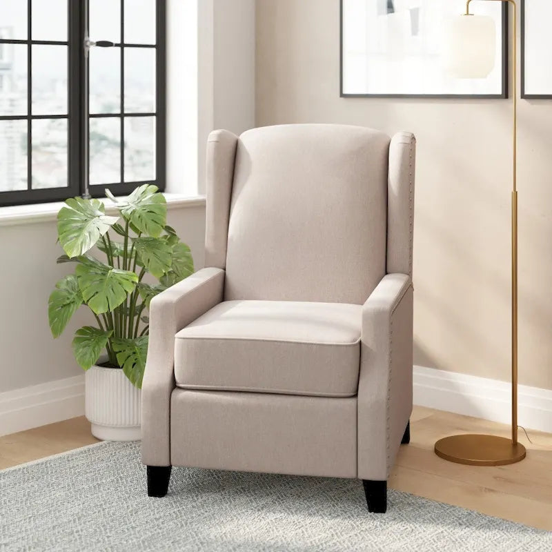 Fauteuil inclinable avec pochette arrière et garniture de clous décoratifs
