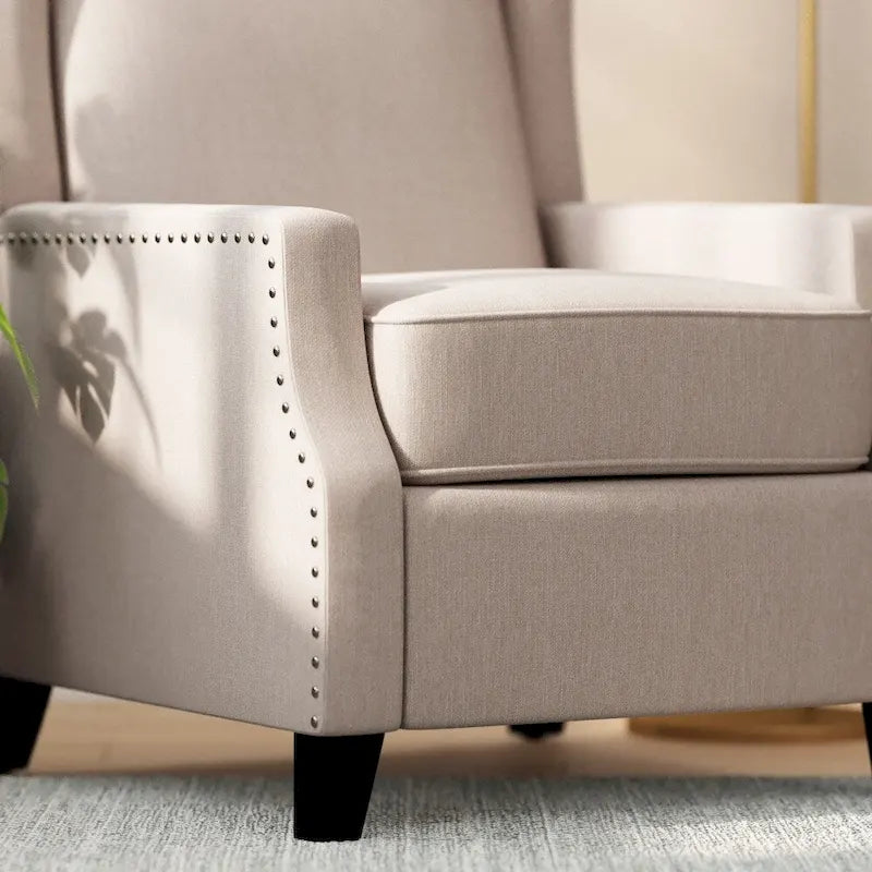 Fauteuil inclinable avec pochette arrière et garniture de clous décoratifs
