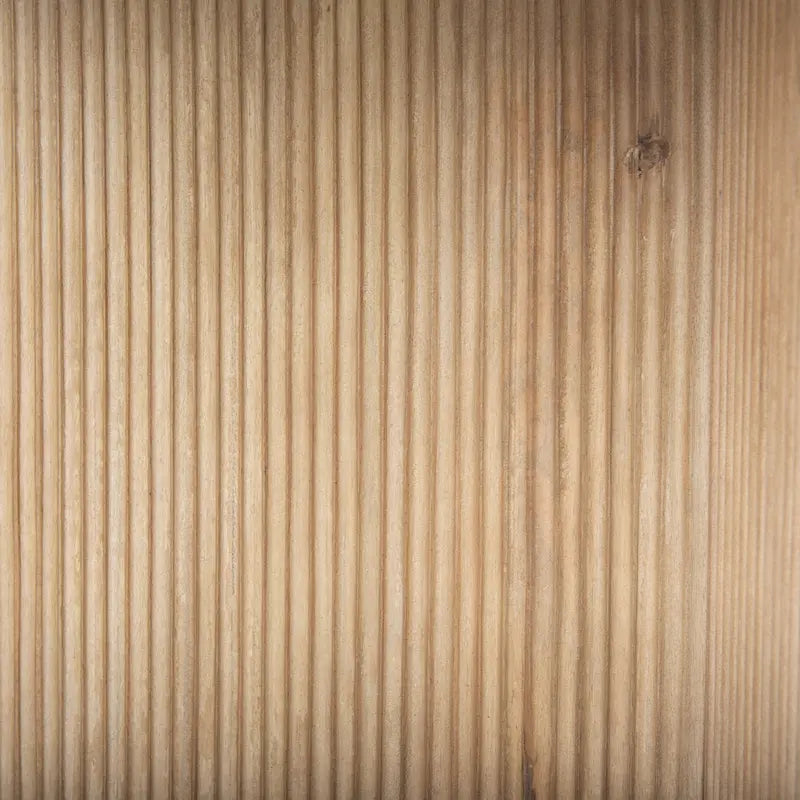Table d'appoint ronde Enzo en marbre blanc avec piètement cannelé en bois massif brun clair