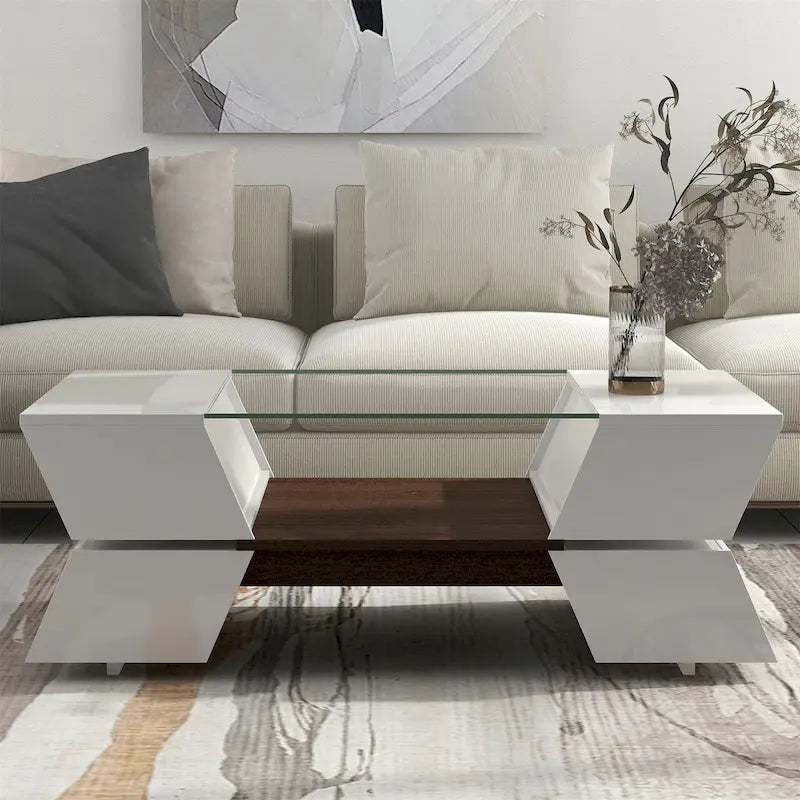Table basse de style géométrique Merax avec grande capacité de rangement