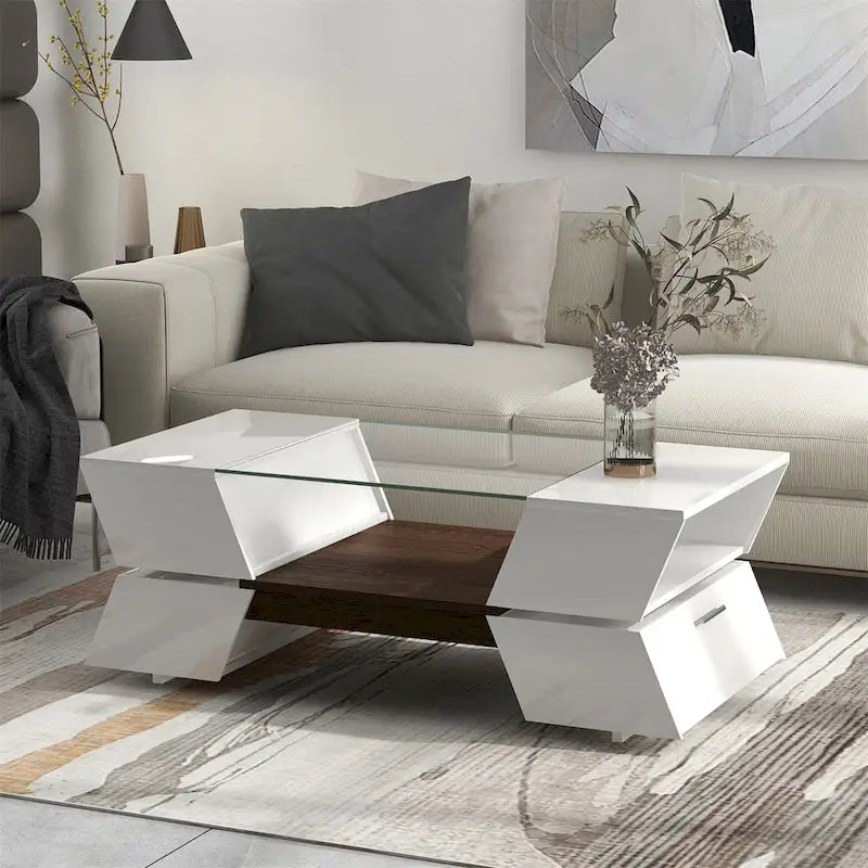 Table basse de style géométrique Merax avec grande capacité de rangement