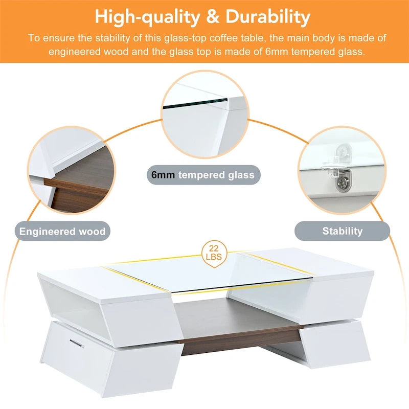 Table basse de style géométrique Merax avec grande capacité de rangement